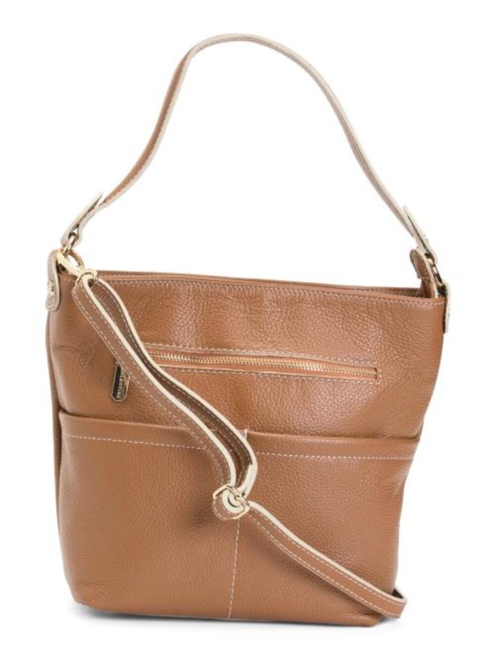 VALENTINA Made In Italy Leather Double Pocket Hobo
